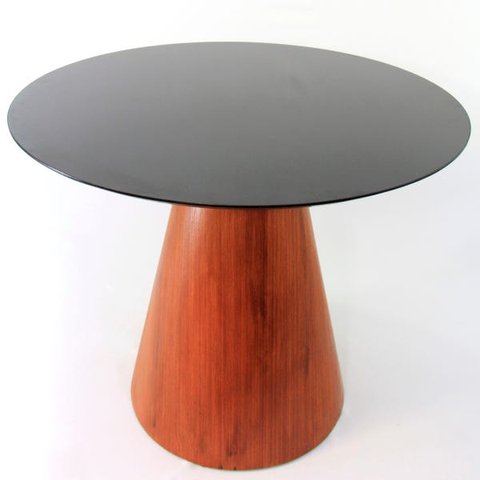 Mesa de Jantar Cone 150cm Base Madeira Mogo Escuro Laca Preta