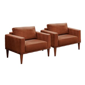 Conjunto - 2 Poltronas Bella Itália Corino Caramelo