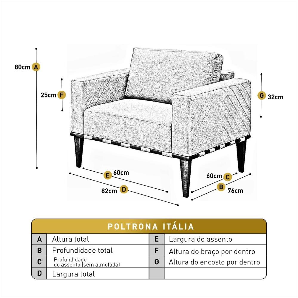 Conjunto - 2 Poltronas Bella Itália Corino Caramelo - 4