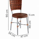 Ver imagem 4 de Conjunto 2 Cadeiras de Jantar Junco Sintético Castor Assento Estofado e Base Marrom/Cromado
