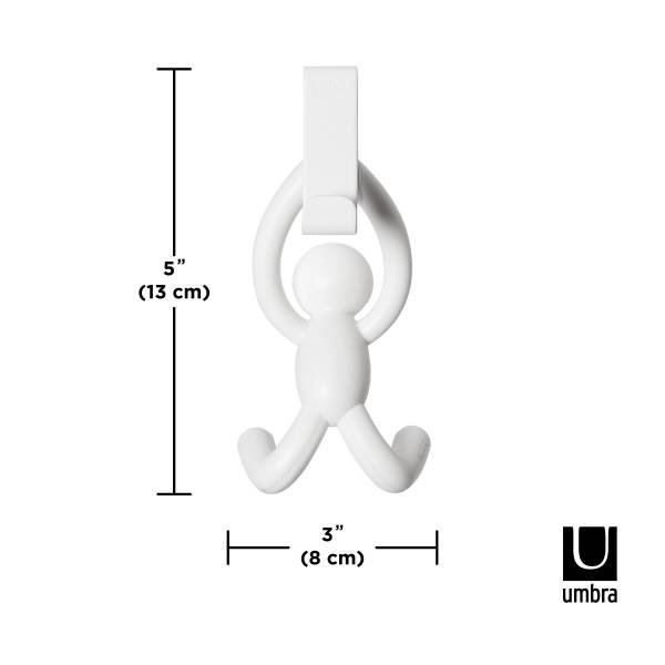 BUDDY - MINI CABIDEIRO DE PORTA (PARA TOALHAS E PANOS DE PRATO) - KIT COM 2 UNIDADES BRANCO - 4