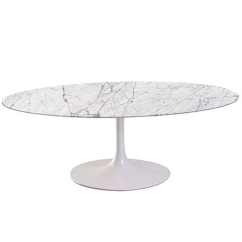 Mesa Saarinen Oval 180x100cm Mármore Carrara Carrara