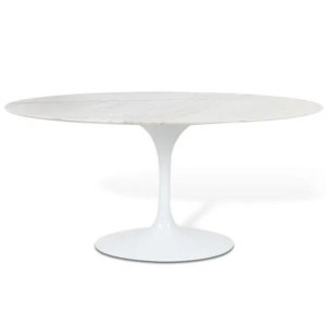 Mesa Saarinen Oval 160x90 cm Mármore Branco Extra Branco Extra