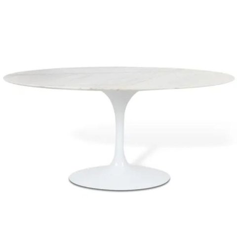 Mesa Saarinen Oval 160x90 cm Mármore Branco Extra Branco Extra