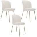 Ver imagem 1 de Kit 03 Cadeiras para Sala de Jantar Cozinha Estofada Gavi Arena L02 Linho Bege - Lyam Decor