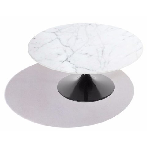 Mesa Saarinen Redonda 90cm Mármore Carrara Base Preta Carrara Base Preta