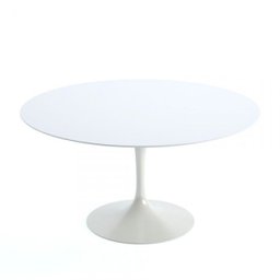 Mesa Saarinen Redonda 80cm Madeira Base Branca Laca Branca - 1