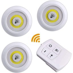 Kit 3 Lampada Luminaria Led sem Fio Controle Remoto Pilha - 1