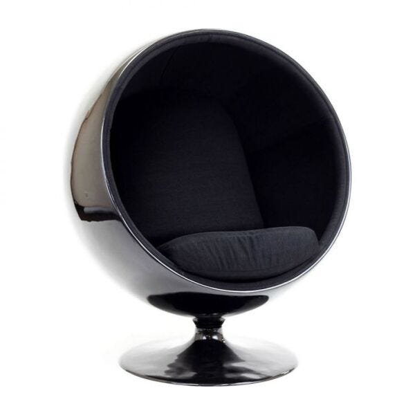 Poltrona Ball Chair Fiberglass Preta C.e Preto