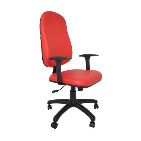 Poltrona Presidente Atom Braço Regulável - Couro Sintetico Corano - Vermelho
