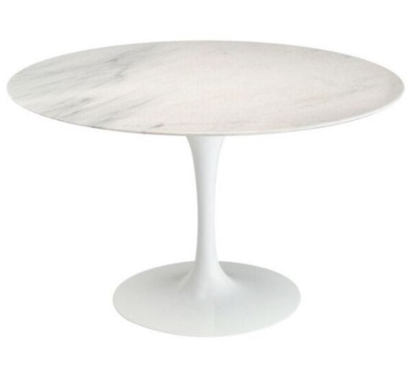 Mesa Saarinen Redonda 90cm Mármore Branco Extra Branco Extra