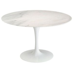 Mesa Saarinen Redonda 90cm Mármore Branco Extra Branco Extra