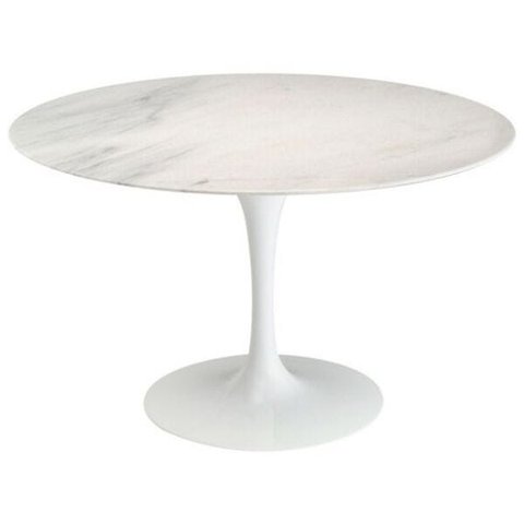 Mesa Saarinen Redonda 80cm Mármore Branco Extra Branco Extra