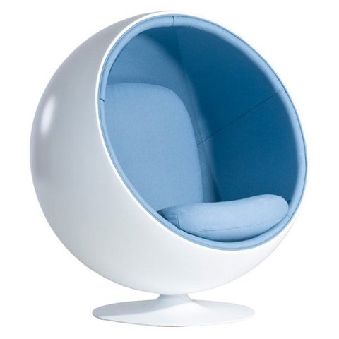 Poltrona Ball Chair Fiberglass Branca C.e Azul
