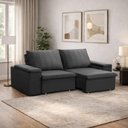 Ver imagem 3 de Sofá 3 Lugares Retrátil Reclinável para Sala 205cm Malfati F04 Veludo Grafite - Lyam Decor