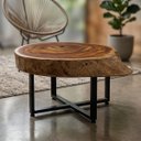Ver imagem 5 de Mesa de Centro Bolacha Rústica Madeira Amarelinha 95x76cm