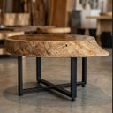 Ver imagem 4 de Mesa de Centro Bolacha Rústica Madeira Amarelinha 95x76cm