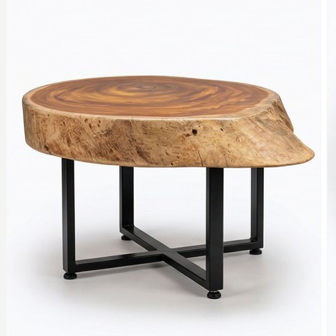 Mesa de Centro Bolacha Rústica Madeira Amarelinha 95x76cm
