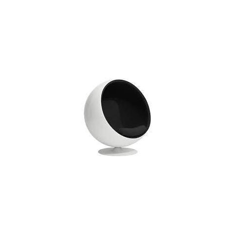 Poltrona Ball Chair Fiberglass Branca C.e Preto