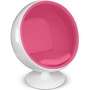 Poltrona Ball Chair Fiberglass Branca C.e Rosa