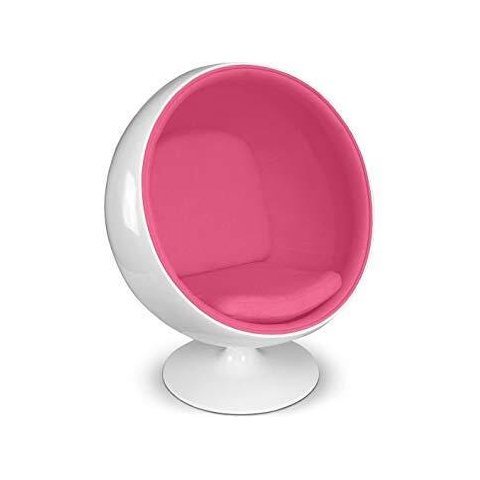 Poltrona Ball Chair Fiberglass Branca C.e Rosa