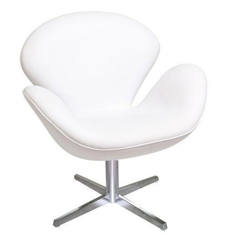 Poltrona Swan Revestida Couro Ecológico C.E Branco