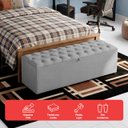Ver imagem 4 de Recamier Baú Berlim Veludo Cinza Casal 1,30m Estofado Pés PVC Preto