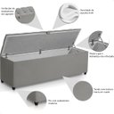 Ver imagem 5 de Recamier Baú Berlim Veludo Cinza Casal 1,30m Estofado Pés Pvc Preto
