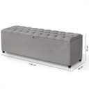 Ver imagem 6 de Recamier Baú Berlim Veludo Cinza Casal 1,30m Estofado Pés Pvc Preto