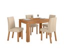 Ver imagem 1 de Conjunto Sala de Jantar Mesa Athenas 120 Tampo no Glass com 4 Cadeiras Laini - Lopas Amendoa Clean -