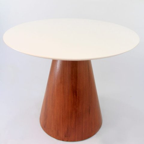 Mesa de Jantar Cone 150cm Base Madeira Mogo Escuro Laca Branca