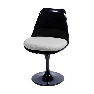Cadeira Tulipa Saarinen Preta Assento Branco