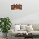 Ver imagem 2 de Luminária Teto tipo Pendente TOPÁZIO MDF - Completa - 02 bolas - Cor: Marrom