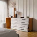 Ver imagem 2 de Cômoda Dublin 8 Gavetas com Espelho Creme/Freijó - Panorama Móveis
