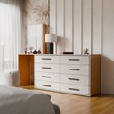 Ver imagem 1 de Cômoda Dublin 8 Gavetas com Espelho Creme/Freijó - Panorama Móveis