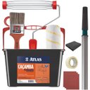 Ver imagem 1 de Caçamba Balde Pintura 10l + Rolo 23cm Antirespingo + Suporte Garfo + Trincha 50mm + Cabo Extensor 3m
