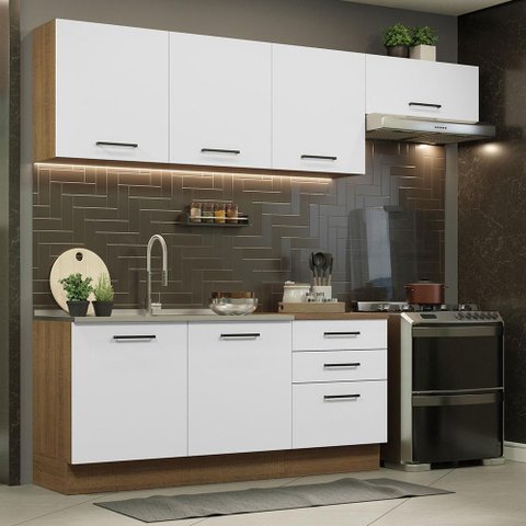 Cozinha Completa 260002 com Armário e Balcão Rustic/branco