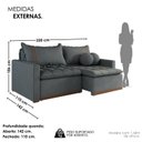 Ver imagem 3 de Sofá Cama Retrátil em Madeira Eucalipto e Veludo 220cm Flórida