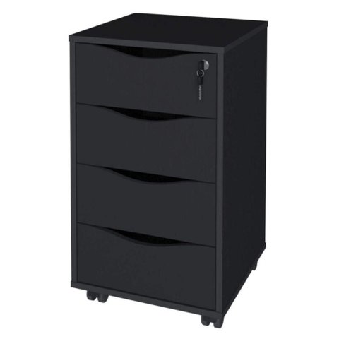 Gaveteiro 4 Gavetas com Rodizios 40x70 cm Preto Artany