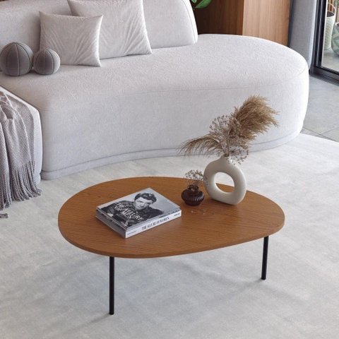 Mesa de Centro New Bend Incolar Cedro com Pé Preto