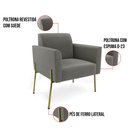 Ver mais imagens de Sofá Namoradeira e 2 Poltronas Pé de Ferro Dourado Marisa Suede Grafite D03 - D'Rossi