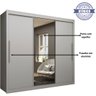 Guarda Roupa Casal 3 Portas de Correr com Espelho Grande 4 Gavetas Gelius Royale - Branco Mdf - 4