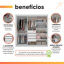Ver imagem 4 de Guarda Roupa Casal 3 Portas de Correr com Espelho Grande 4 Gavetas Gelius Royale - Branco Mdf