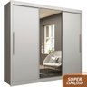 Guarda Roupa Casal 3 Portas de Correr com Espelho Grande 4 Gavetas Gelius Royale - Branco Mdf - 2