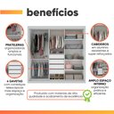 Ver imagem 4 de Guarda Roupa Casal 3 Portas de Correr com Espelho Grande 4 Gavetas Gelius Royale - Branco Mdf