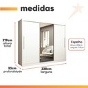 Ver imagem 3 de Guarda Roupa Casal 3 Portas de Correr com Espelho Grande 4 Gavetas Gelius Royale - Branco Mdf