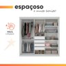 Guarda Roupa Casal 3 Portas de Correr com Espelho Grande 4 Gavetas Gelius Royale - Branco Mdf - 5