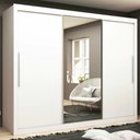 Ver imagem 2 de Guarda Roupa Casal 3 Portas de Correr com Espelho Grande 4 Gavetas Gelius Royale - Branco Mdf