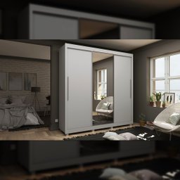 Guarda Roupa Casal 3 Portas de Correr com Espelho Grande 4 Gavetas Gelius Royale - Branco Mdf - 6