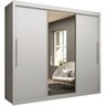 Guarda Roupa Casal 3 Portas de Correr com Espelho Grande 4 Gavetas Gelius Royale - Branco Mdf - 1